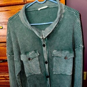 NWOT Bucketlist Waffle Knit Shacket Sz M
